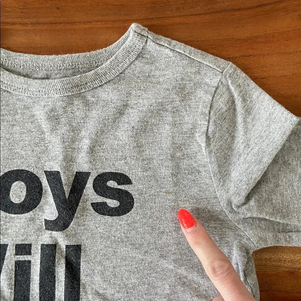 Old Navy grey long sleeve tee shirt Boys Will Be Boys  graphic kids 4T